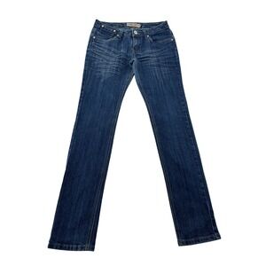 Buzz Jeans‎ Straight Leg Womens Size 9/10 Blue Dark Wash Whiskered Y2K Denim